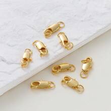 1/10 Pcs 304 Stainless Steel 18k Gold-Plated Rectangular Buckle Fishtail Buckle Spring Buckle Double Loop Lobster Clasp, Women's Stainless Steel Jewelry Lobster Clasp DIY Bracelet Necklace Connecting Clasp Buckle Head Accessories