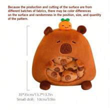 Keylingwd 13.7*13.7in Snack Bag Capybara Pillow Plush Toy, With Six Small Dolls Inside, Children's Plush Toys, Birthday Gifts For Boys And Girls ,Very Cute, Soft And Comfortable Dolls, Plush Filling, Perfect Gift For Holidays And Birthdays, Decorative Pillows For Living Room Sofas - Multicolor - View 4