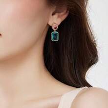 Aretes de colores caramelo, hermosos aretes de cristal barroco multicolor, aretes de diseño asimétrico arcoíris, joyería de moda y encantadora para mujeres, un regalo de Navidad precioso y delicado - arcoíris - Ver 4