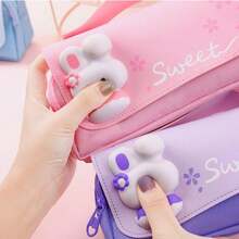 可爱三层铅笔盒，大容量，防水，兔子减压铅笔盒，适合女生和小学生，文具包 - 彩色 - 查看 12