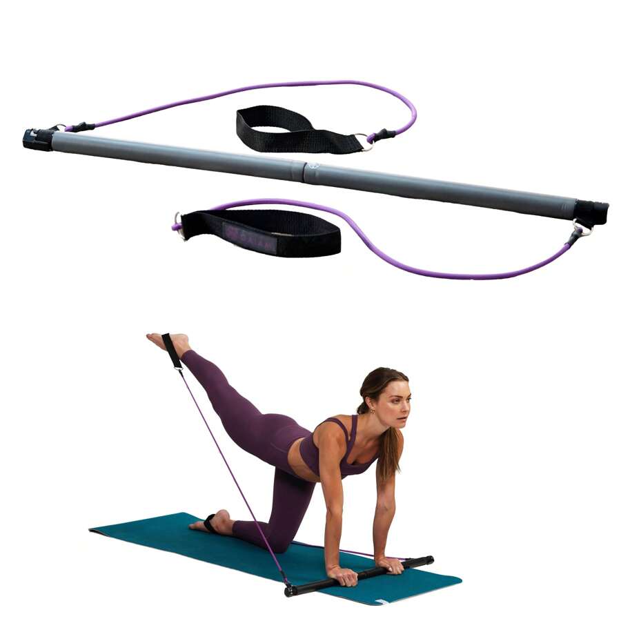 Portable Pilates Bar K For Home Workouts - Full Body Ting & Strength Training Wh Resistance Bands & Foot Straps - Compact Fness Equipment For Yoga, Barre & Pilates