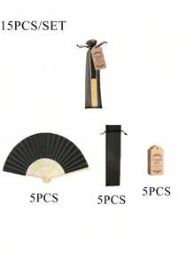 Set de 3/15/30 piezas de abanicos plegables de madera rosa con bolsa de regalo y tarjeta de agradecimiento. Abanicos plegables de bambú para la novia, damas de honor, decoraciones de bodas y fiestas, accesorios de verano perfectos para mujeres.