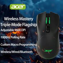 Acer 滑鼠OMW210 電競級 2.4G/藍牙/有線三連 輕量級長續航力 辦公室遊戲通用三模無線滑鼠 黑色 - 黑色 - 查看 1