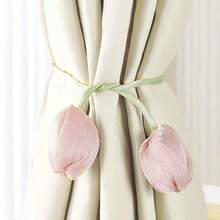 قطعتان من أربطة الستائر الأنيقة والبسيطة ذات التصميم الزهري، أربطة ستائر بتصميم زهرة التوليب، حبال ستائر، ديكورات، أشرطة ستائر غرفة المعيشة الجديدة، أربطة ستائر منسوجة، أشرطة ديكورية للستائر