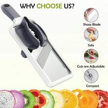5-In-1 Vegetable Slicer Set, Multi-Function Fruit Cutter, Manual Food Shredder, Vegetable Julienne Peeler, Potato Grater, Handheld Mandoline Slicer Kitchen Tool With Interchangeable Blades For Potato, Carrot, Cucumber Shredding And Waffle Slicing, Includes Peeler - Multicolor - View 8