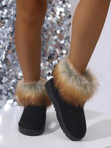 Botas de neve de sola grossa estilo boêmio para mulheres, novos calçados de inverno com forro de pele