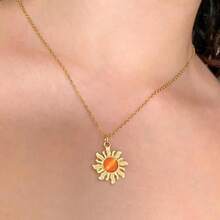 Rapunzel Sun Necklace Golden Ray Shines In The Sun Stainless Steel – Creative Gift - Vàng - Xem 2