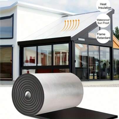 Isolamento de algodão em folha de alumínio de alta densidade, acolchoamento térmico autoadesivo de 5 mm, design de grade, isolamento térmico, à prova d'água, à prova de sol, retardante de chamas para telhados, garagens, marquises, solários, acessórios para automóveis, persianas de rolo universais sem pregos, para-sol com ventosa