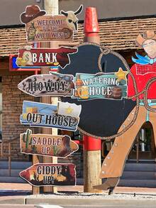 12pcs Western Cowboy Theme Directional Road Signs, Cowboy Birthday Party Signs, Western Cowboy Theme Party Supplies, Party DIY Paper Signs, Western Cowboy Theme Photo Booth Props, Waterproof Large Western Cowboy Theme Stake Signs - Western Cowboy Theme - View 8