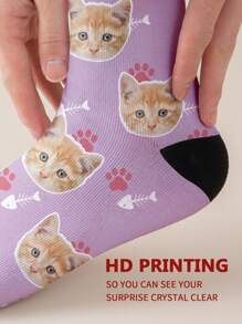 1 par de calcetines de longitud media para mujer, calcetines personalizados con cara de gato, calcetines personalizados con cara de mascota, calcetines divertidos personalizados con fotos como regalos para mujeres, regalos personalizados de San Valentín y cumpleaños como obsequios para mascotas queridas, novias, novios, sus padres y mejores amigos. Perrito, perro, gatitos, gato, de moda, coloridos, lindos, adorables, divertidos, relajantes, cálidos. Personalizados, únicos, regalos personalizados, hallazgos de tesoros, moda de invierno, regalo de Navidad, regalos personalizados para hombres/mujeres, regalos ideales para él, familia, abuelos, niños, sala de estar, dormitorio, para graduación, para invierno, para Navidad, para otoño, para fiestas, para aniversarios