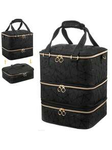 Stylish Nail Polish Organizer Bag Holds 60 Bottles Of Nail Polish And Nail Light, Gel Nail Polish Organizer Bag And Storage Box, Nail Tools, Nail Kit Supplies Organizer Box, PU Leather Nail Light Kit Supply Organizer Bag Travel, Double Nail Organizer And Organizer Box With Bracket And Shoulder Strap, Ideal Gift For Friends - 彩色 - 查看 10