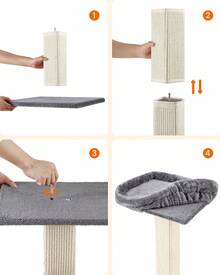 Feandrea Cat Scratching Post Cat Climbing Tower - Light Grey - View 7