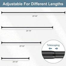 Barra de clóset para colgar, de 30 a 50 pulgadas, extensor de barra de clóset para colgar – Barra colgante ajustable de ropa negra, estante organizador de ropa de clóset de acero inoxidable, barras de - 30" - 50" - Ver 3
