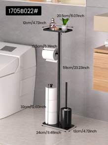 Space-Saving Bathroom Organizer Box, Floor-Standing Toilet Paper Holder With Cleaning Brush And Tissue Rack, Moisture-Proof Wall-Mounted Storage Rack For Easy Access - Multicolor - View 2