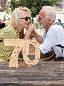 1 Handmade Wooden Digital Greeting Card With Sturdy Base -18 Years Old, 20 Years Old, 30 Years Old, 40 Years Old, 50 Years Old, 60 Years Old Milestone Birthday And Anniversary Message Book - With Blessings