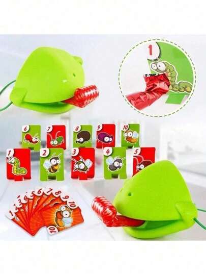 Máscara de rana, cartas para lamer la lengua, juego de mesa, juguete interactivo para niños y adultos, diversión familiar, juegos de rompecabezas de escritorio para fiesta de amigos