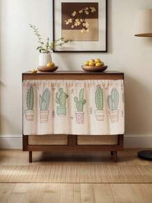 1pc Minimalist Linen Printed Curtain Partition Desk Skirt, Versatile