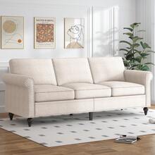 Modern Linen Loveseat With Armrest, Small Couchs For Living Room, 2-Seater Sofa For Apartment, Small Spaces, Bedroom - 米色 - 查看 1