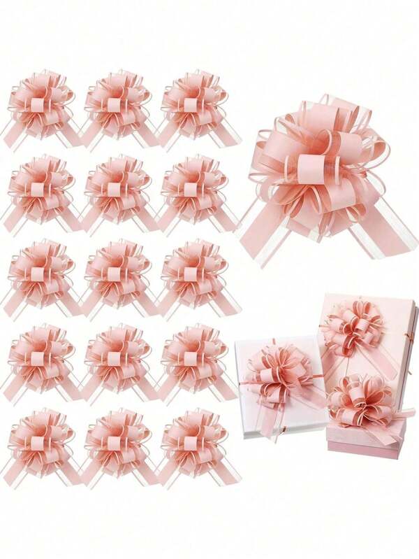 1pc/5pcs-Party Gift Hand Pulled Bow Ribbon,Large Gift Bow,Pink String Bows Valentine's Day Gift Packaging: Ribbon Pulling Bow Wedding Basket Gift Packaging For Ribbon Bows Boxes Or Flower Decorations, Birthday Wedding Christmas New Year Party Ornament, Valentine's Day Gift Wrapping(Pink) Valentine's Day