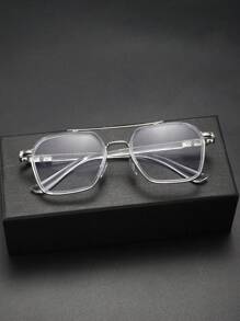 Gafas de piloto de verano para hombres con lentes transparentes, adecuadas para computadora, TV, juegos y uso de teléfonos inteligentes, lentes transparentes para protección ocular y reducción de la fatiga visual - transparente - Ver 3