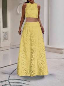 (1 chiếc) Chân váy chữ A thêu hoa khoét rỗng kiểu cổ điển, thanh lịch, tinh tế, không kèm áo lót, phong cách Gothic, phù hợp cho Giáng sinh, Xuân/Hè, phong cách Bohemian, lễ hội âm nhạc, tựu trường, mùa cưới. - Màu Mù tạt vàng - Xem 4