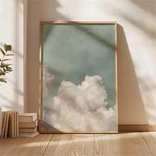 1 pezzo/2 pezzi Poster d'arte da parete con nuvole verdi salvia e coda di topo - Stampe su tela astratte moderne del cielo per soggiorno, camera da letto, dormitorio e decorazione domestica - Regalo perfetto, cornice opzionale - Multicolore - Visualizzare 4