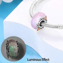 1 Piece Sterling Silver Luminous Charm Bead, Suitable For Original Bracelets, 100% 925 Pure Silver, Exquisite Style, Women's Jewelry Gift, Jewelry, Exquisite Snowflake Sky Blue Glass Cat Eyes, A Gift For Girls