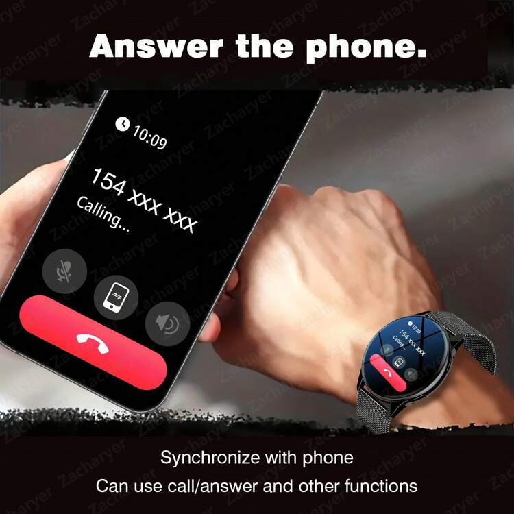 Reloj inteligente con pantalla redonda de 1.28", batería de 180mAh, llamada/marcación inalámbrica, múltiples modos deportivos, recordatorio de llamadas/SMS, control de música, compatible con iOS/Android - Multicolor - Añade 5