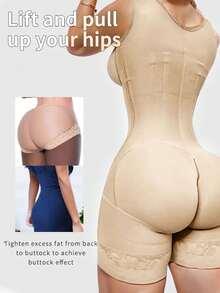 Colombian High Compression Faja For Women Full Body Postpartum Shaperwear Tummy Control Butt Lift Breathable Slimming Girdle - 米色 - 查看 3