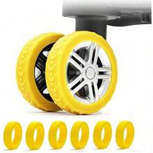 4/8 件轮子保护套，旅行箱包通用轮子保护套，旅行配件，行李箱轮子保护套，防震静音降噪耐磨硅胶行李箱轮子保护套，拉杆箱滚轮保护套，可重复使用，旅行必备，返校必备，沙滩露营必备，节日必备 - 彩色 - 查看 10