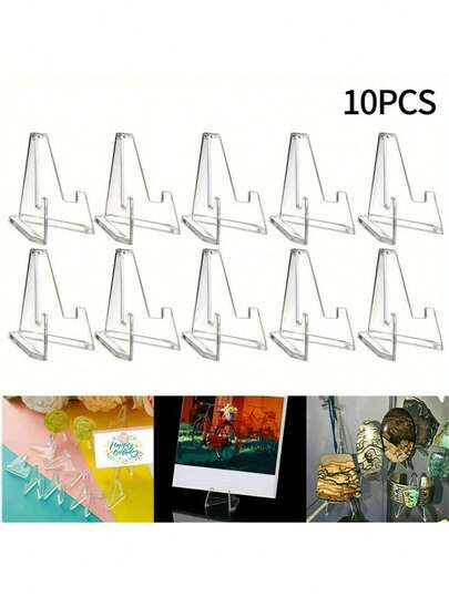 10/20件装可调节亚克力展示架 - 三角形设计，坚固耐用，可放置卡片，适合家庭和商业用途，时尚耐用，是展示体育卡片和小物件的理想之选，结构稳固，是零售、家庭和办公室的绝佳选择，亚克力展示架
