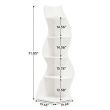 LITTLE TREE 5-Tier Corner Shelf With Sea Grass Design, Modern Wall Corner Bookshelf With Adjustable Shelves ,Storage Rack Plant Stand For Small Spaces For Living Room Home Office, White - 白色 - 查看 2