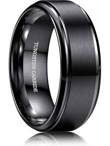 Jstyle 8mm Tungsten Rings For Men Women Hypoallergenic Mens Wedding Band Silver/Black/Gold Engagement Mens Rings, Matte Surface Polished Edge Jewelry Comfort Fit 6-14 - 銀色 - 查看 11