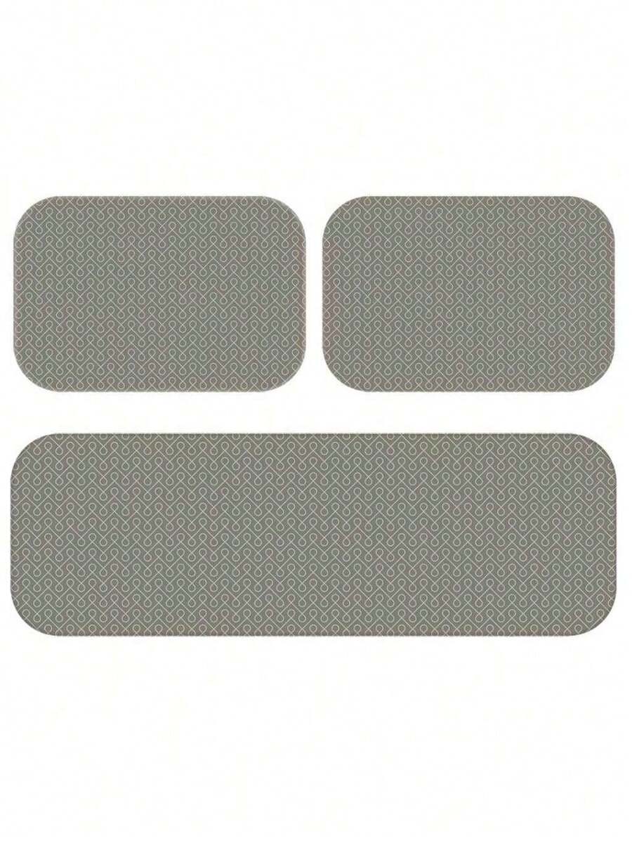 Conjunto 3 Tapetes Cozinha Moderno – Passadeira + Tapetes Decorativos - TPCOZ1129 - Visão 1
