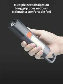 High Lumens LED Flashlight, Telescopic Zoom, Tactical Flashlight, USB Rechargeable, Built-In Battery, Suitable For Outdoor Emergency Lighting, Hiking, Camping, Fishing, Running, Work, Automotive And Other Outdoor Activities - Light Grey - View 11