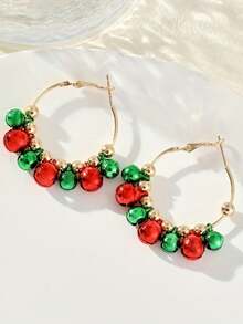 1 Pair Christmas Hoop Earrings, Colorful Bell Earrings, European And American Style Jewelry Accessories - Multicolor - View 8
