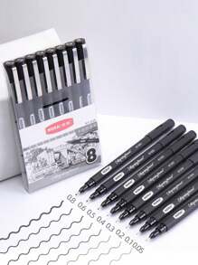 1pc/8pcs Liner Drawing Pens, Designed For Art, Hand Painting, Comics, Waterproof Signature Pens, Smooth Calligraphy Brush Writing, Multiple Models Suitable For Painting And Outlining, Ideal For Creation And Illustration - Multicolor - View 3