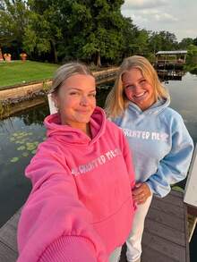 Women's Embroidered Hoodies Y2K Long Sleeve Hooded Cute Preppy Fleece Pullover Sweatshirts With Pockets - Màu xanh nhạt - Xem 5