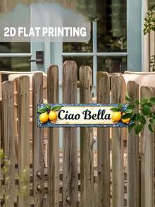 Plaque en bois plate 2D rustique "Ciao Bella" au citron, décoration de style ferme italienne, fond floral bleu, art vintage, 9,98 X 39,98 cm, sans alimentation électrique, décoration d'intérieur au thème citron, décoration florale, art d'extérieur, décoration d'intérieur, décoration de chambre - Multicolore - Voir 4