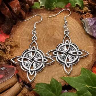 1 Pair Witch Knot Earrings, Witchcraft Beaded Earrings, Leverback Earwires, Fashion Earrings, Vintage Earrings, Celtic Knot Earrings, Boho Earrings, Fashion Jewelry, Love Earrings, Valentine's Day Gift, Holiday Gift