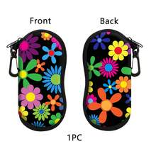 1pc Retro Flowers Printing Eyewear Cases Cover Sunglasses Case Sunflower Chrysanthemum Glasses Box With Zipper Portable Eyeglass Cases