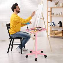 KINGSTEAM Carrito Auxiliar Organizador Almacenamiento Multiusos,La base del trípode de cinco patas de la versión actualizada es aún más estable! - Rosa - Ver 6