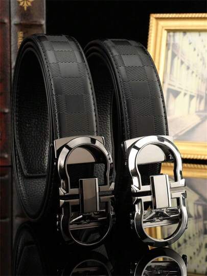 1 Piece Of Men's Fashionable 8-Shaped Buckle Alloy Automatic Buckle Belt, A Simple, Elegant, Personalized And Business-Oriented Waist Belt - A Good Gift Choice, With Excellent Quality And Reasonable Price