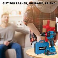 Yofidra 2 In 1 Brushless Electric Screwdriver Electric Screwdriver Cordless Impact Drill Power Tool Set - 2 Battery Set-eU Plug - View 4