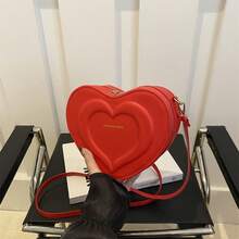 1pc Cute & Fresh Heart-Shaped Crossbody Bag, Made Of PU Material, With Zipper Closure, Adjustable Strap, Large Capacity, Suitable For Teenagers, Fashionable For School, Outdoor, Travel Or Daily Use, Great Gift For Friends - Love Crossbody Bag - View 15