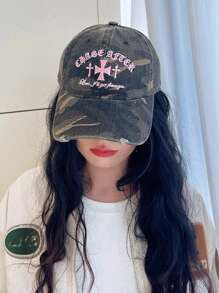 1 pieza Gorra de béisbol ajustable con decoración de cruz de camuflaje, versátil