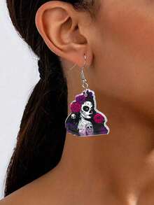 1 Paar modische, kreative Blumen-, Damen-, Schädel- und Vampir-Anhänger Ohrringe, Gothic-Stil Schmuck für Halloween-Party
