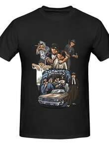 Lil Homies Funny T-Shirt Tops Tees For Men 180g - 黑色 - 查看 1