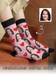 1 par de calcetines personalizados con cualquier cara para mujeres, calcetines personalizados con foto para chicos guapos y chicas hermosas, calcetines de pareja personalizados con foto divertidos e interesantes, apropiados para el Día de San Valentín, regalos de cumpleaños y otras ocasiones, calcetines divertidos, locos, de anime, multicolor con perros, gatos, con diseños llamativos, coloridos, adorables, relajantes y cómodos, personalizados y únicos, un tesoro personalizado ideal para graduación, invierno, Navidad, otoño y aniversarios