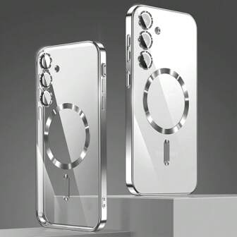 Funda transparente de TPU suave con protección de la lente de la cámara, compatible con atracción magnética, para Galaxy A06 A16 A26 A36 A56 S25 Ultra S24 Ultra S25 FE, 17 16 15 14 13 12 11 Series, 17 Pro Max, regalo de Navidad